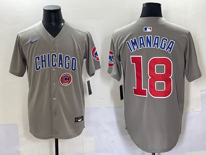 Men 2025 Chicago Cubs 18 Imanaga Grey Game Nike MLB Jersey style 70314